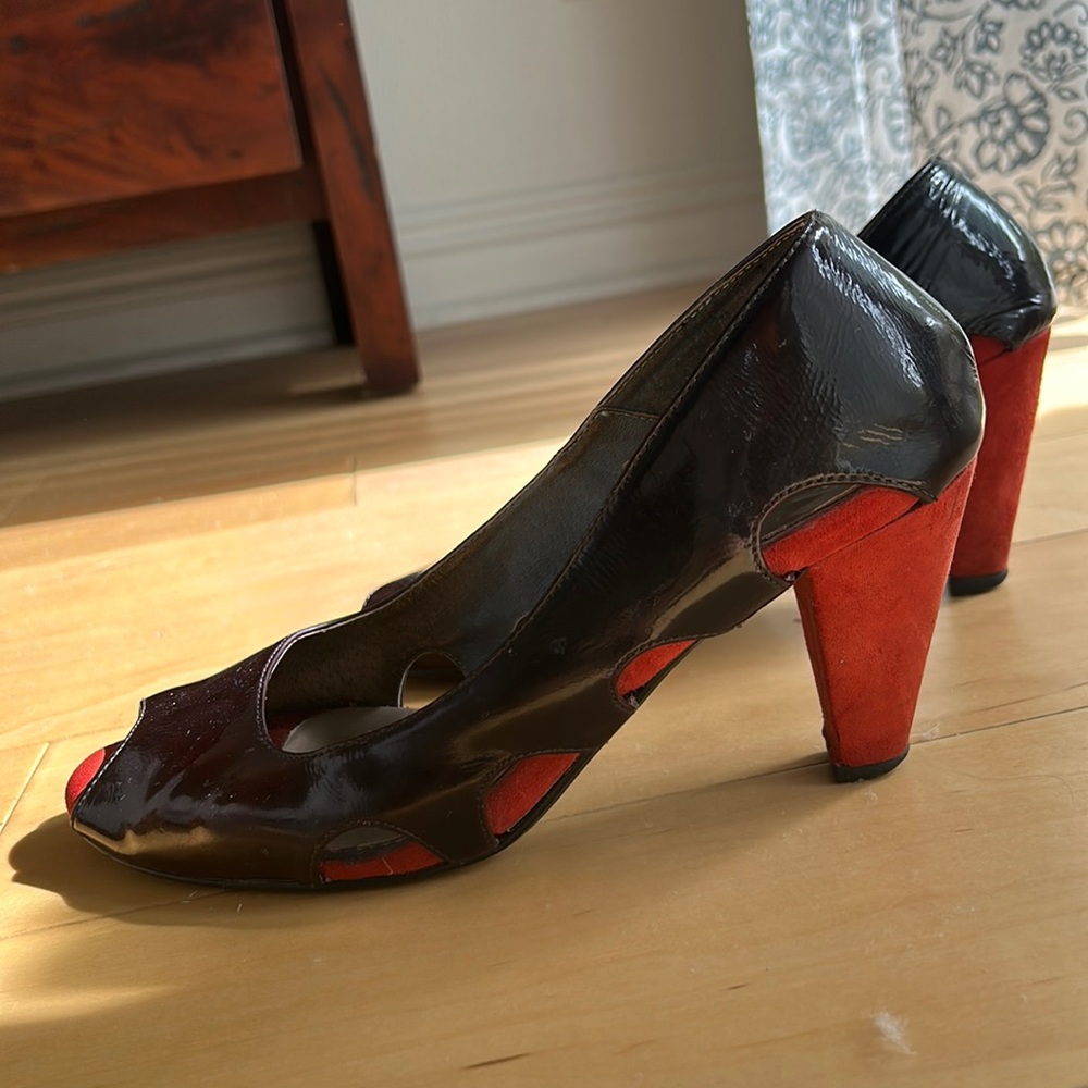 Farylrobin brown and rust leather pumps size 6.5